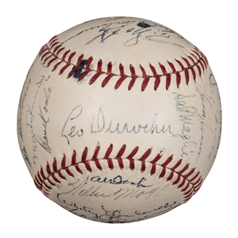 1951 National League Champions New York Giants Team Signed ONL Frick Baseball With 27 Signatures Including Durocher, Mays & Irvin (Beckett)